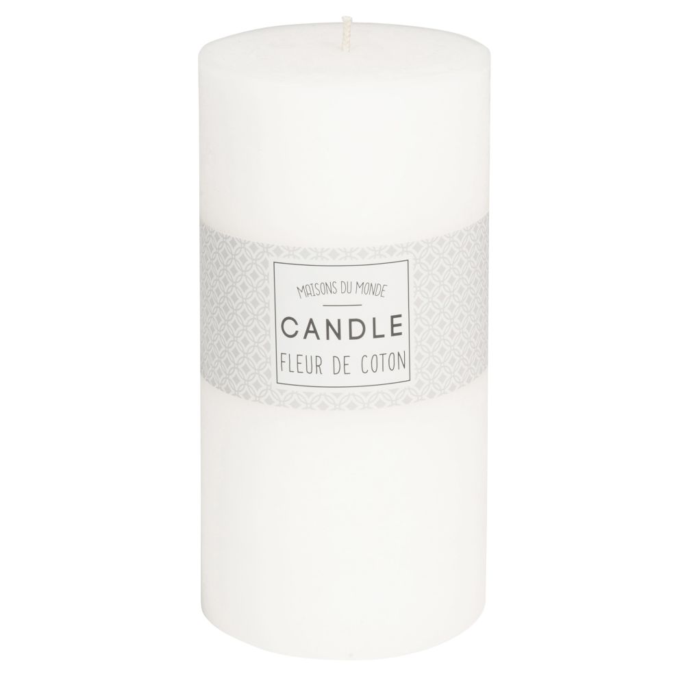Bougie cylindrique blanche 9 x 18 cm (photo) Bougie cylindrique blanche 9 x 18 cm