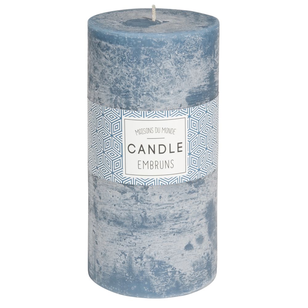Bougie cylindrique bleu foncé 9 x 18 cm (photo) Bougie cylindrique bleu foncé 9 x 18 cm