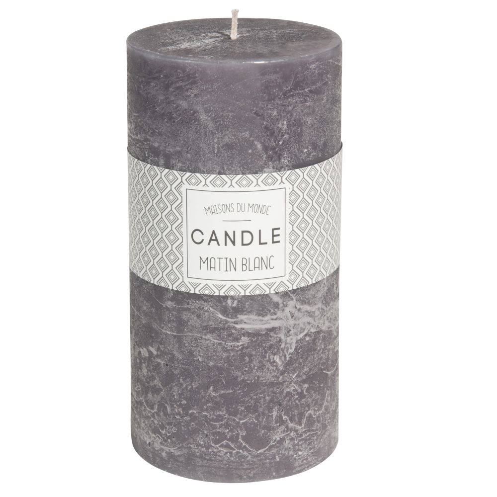 Bougie cylindrique gris foncé 9 x 18 cm (photo) Bougie cylindrique gris foncé 9 x 18 cm