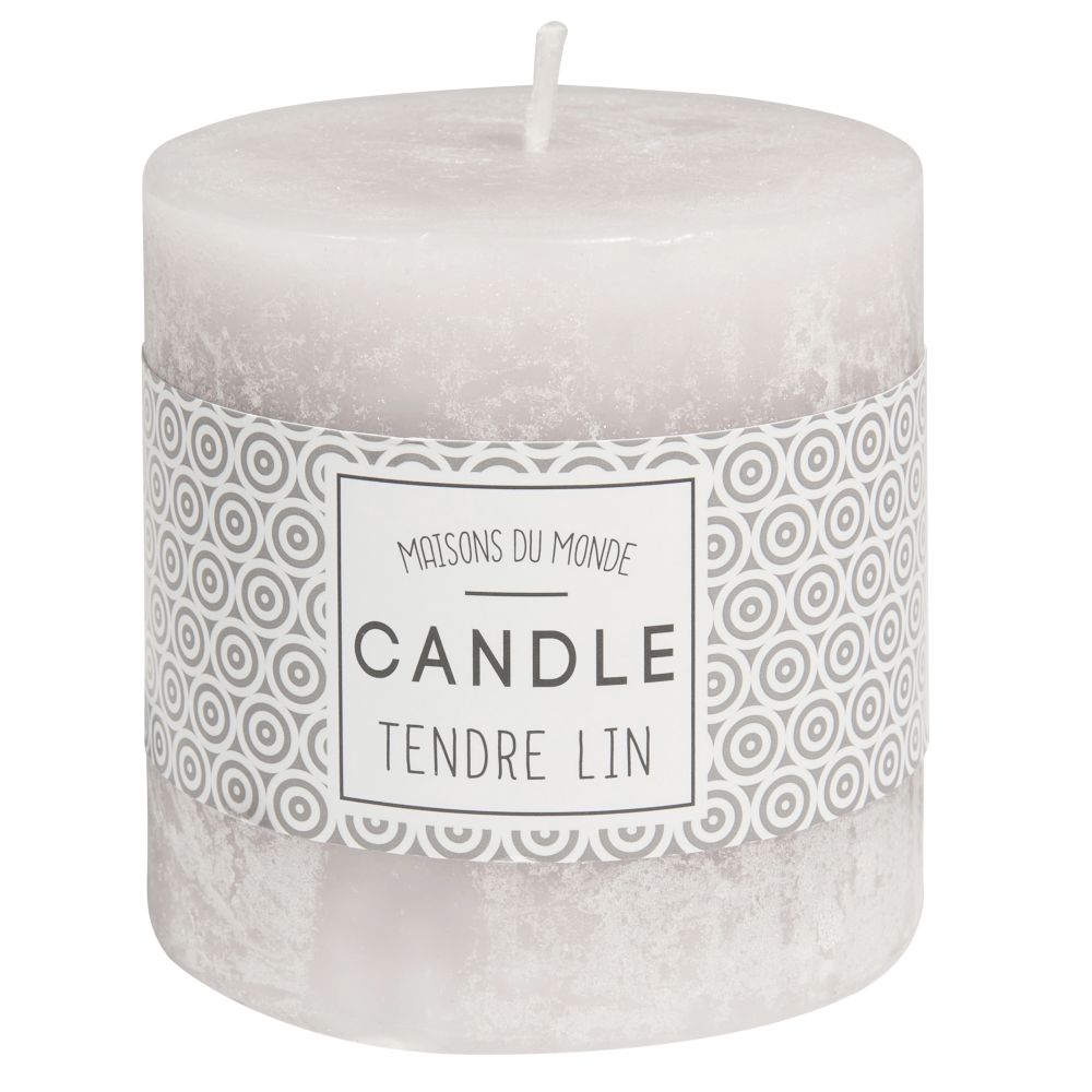 Bougie cylindrique grise 7 x 7 cm (photo) Bougie cylindrique grise 7 x 7 cm