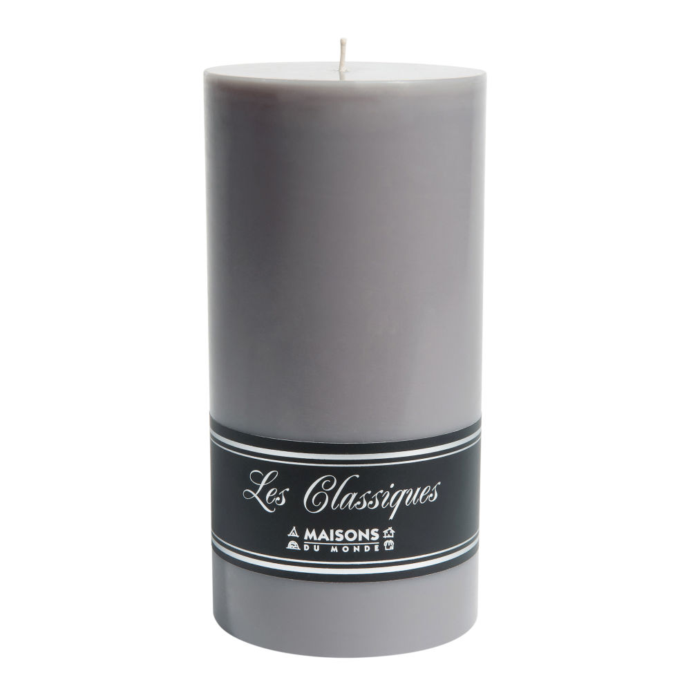 Bougie cylindrique grise H 20 cm Bougie cylindrique grise H 20 cm
