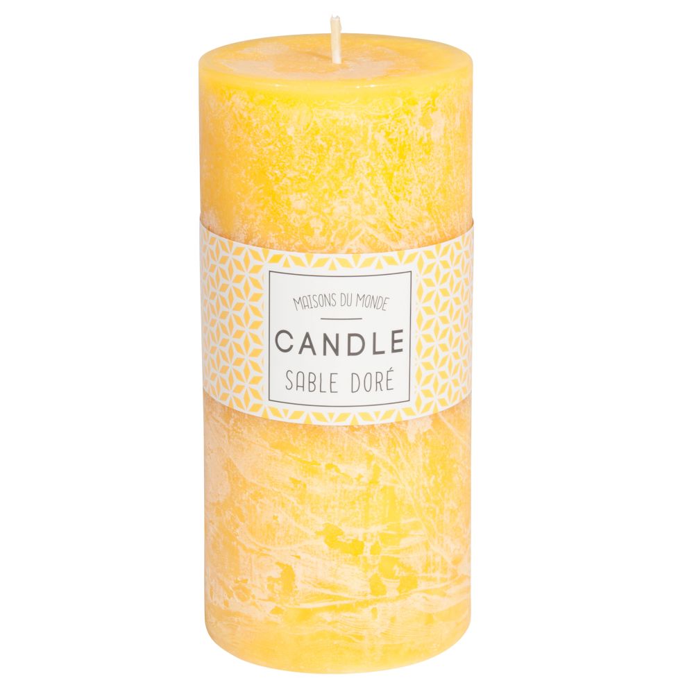 Bougie cylindrique jaune 7 x 15 cm (photo) Bougie cylindrique jaune 7 x 15 cm