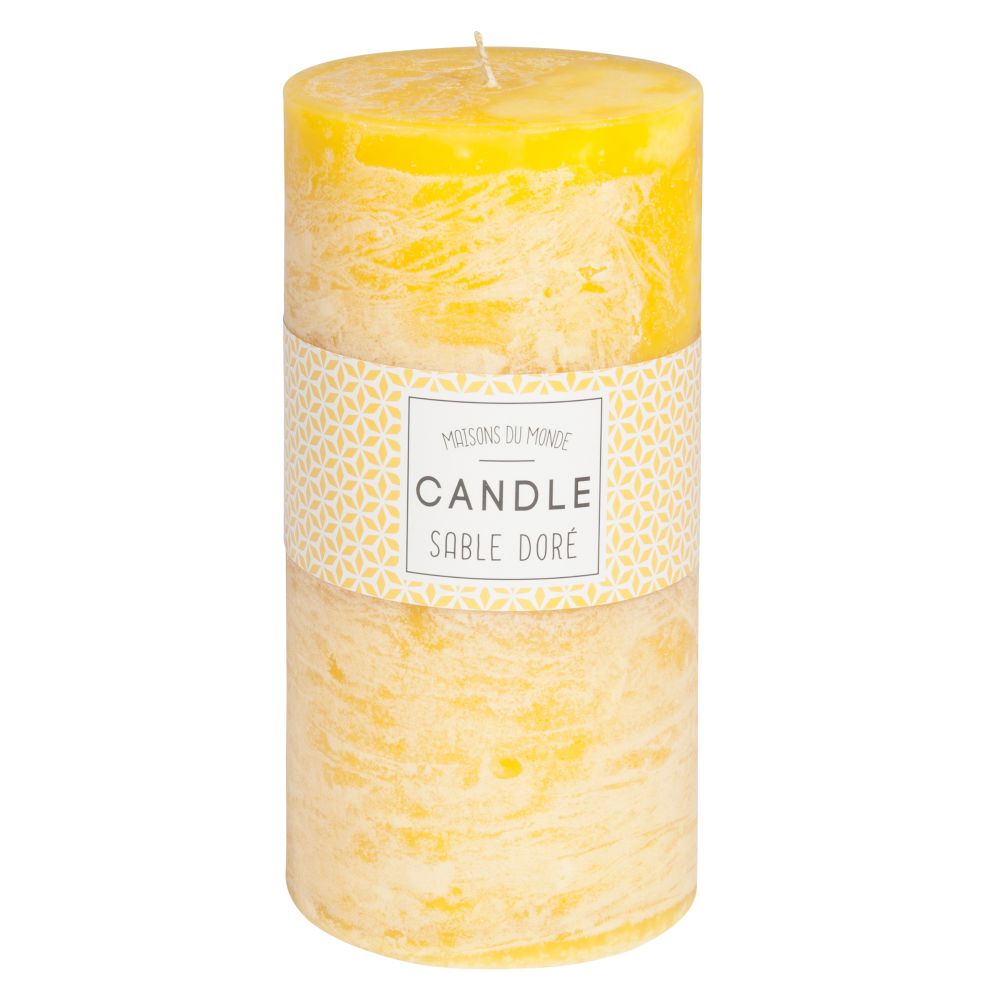 Bougie cylindrique jaune 9 x 18 cm Bougie cylindrique jaune 9 x 18 cm