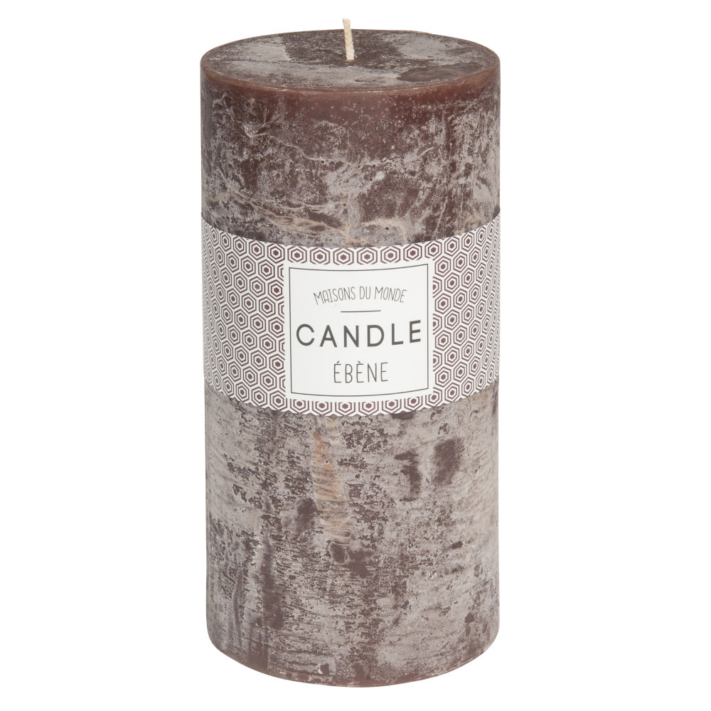 Bougie cylindrique marron 9 x 18 cm (photo) Bougie cylindrique marron 9 x 18 cm