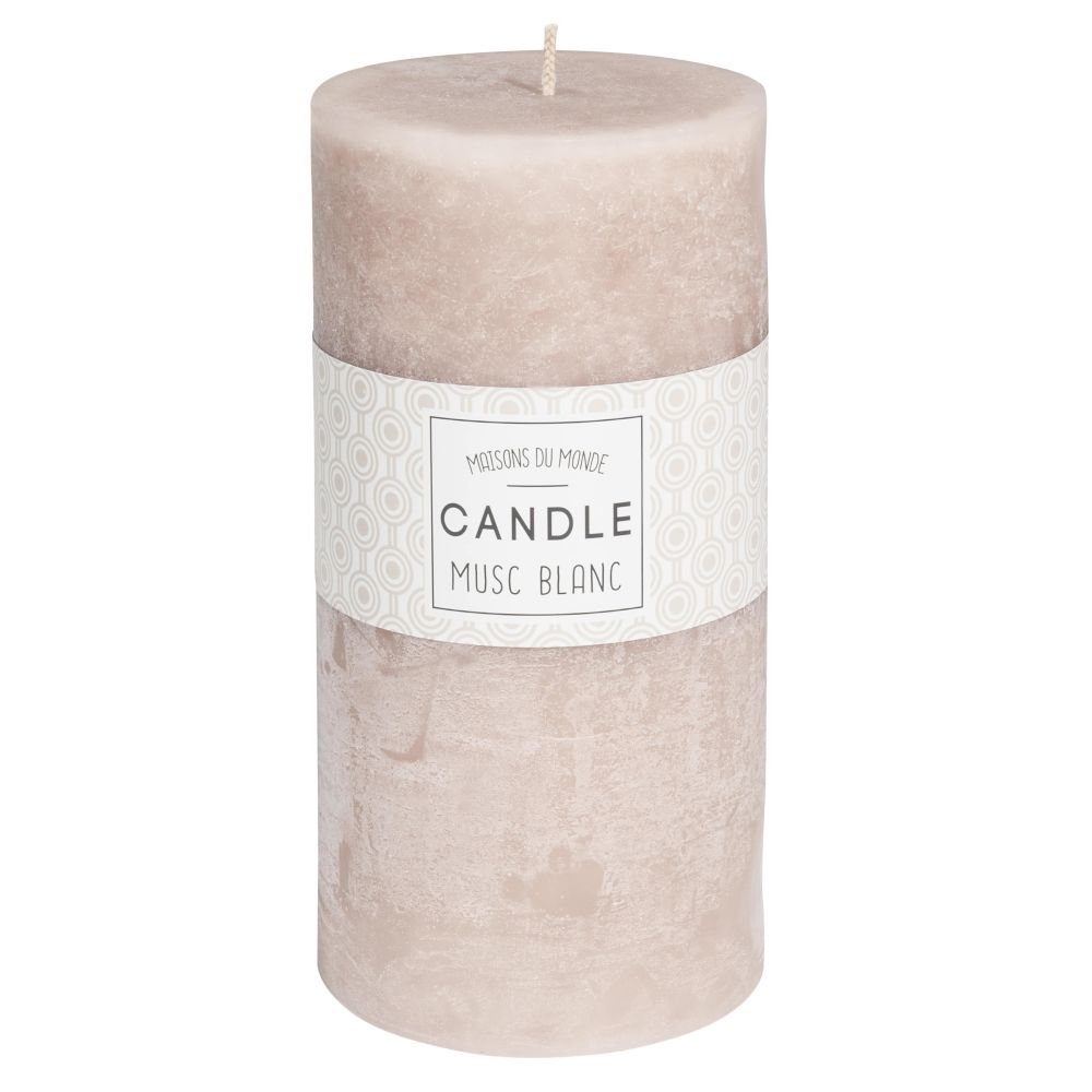 Bougie cylindrique taupe 9 x 18 cm Bougie cylindrique taupe 9 x 18 cm
