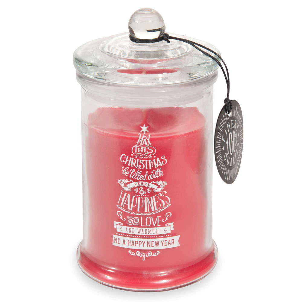 Bougie de Noël bonbonnière rouge en verre Bougie de Noël bonbonnière rouge en verre