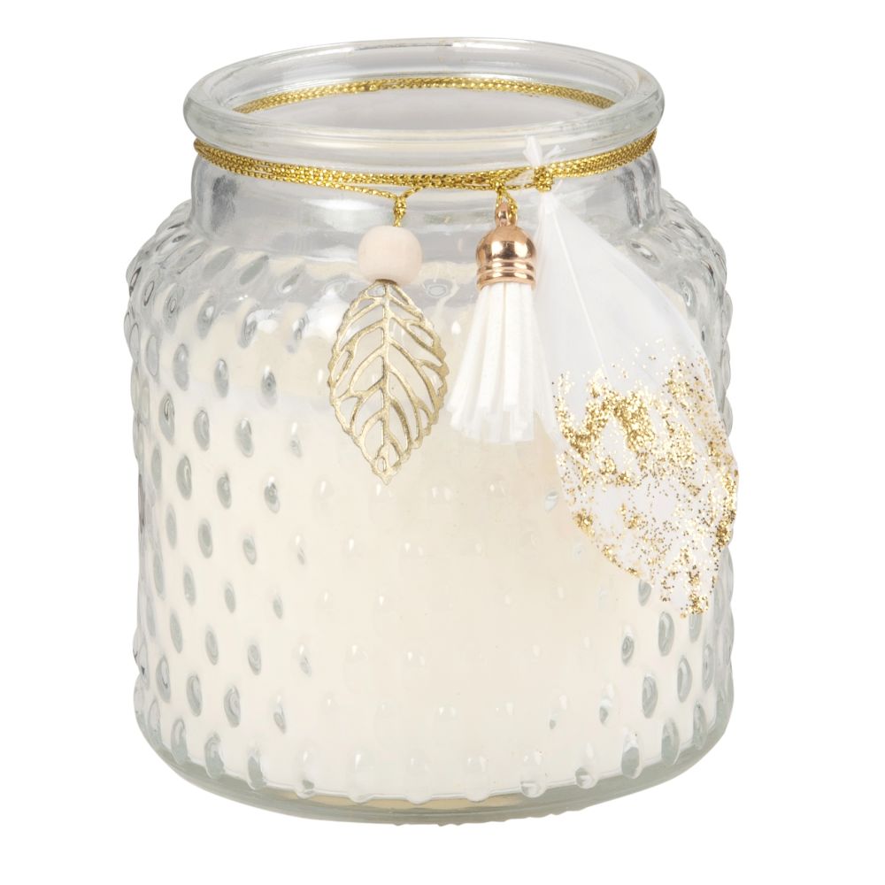 Bougie en verre bullé et breloques Bougie en verre bullé et breloques