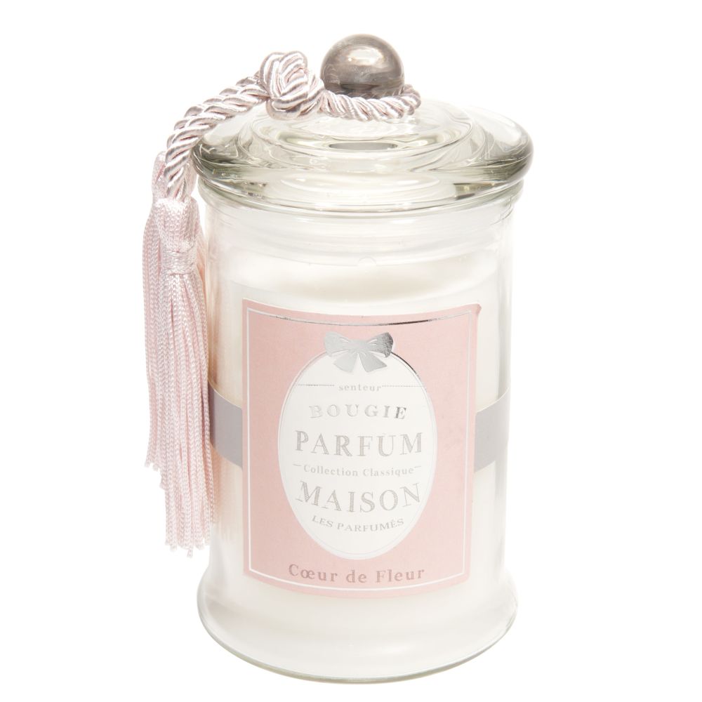 Bougie en verre parfum fleur blanche H15 Bougie en verre parfum fleur blanche H15