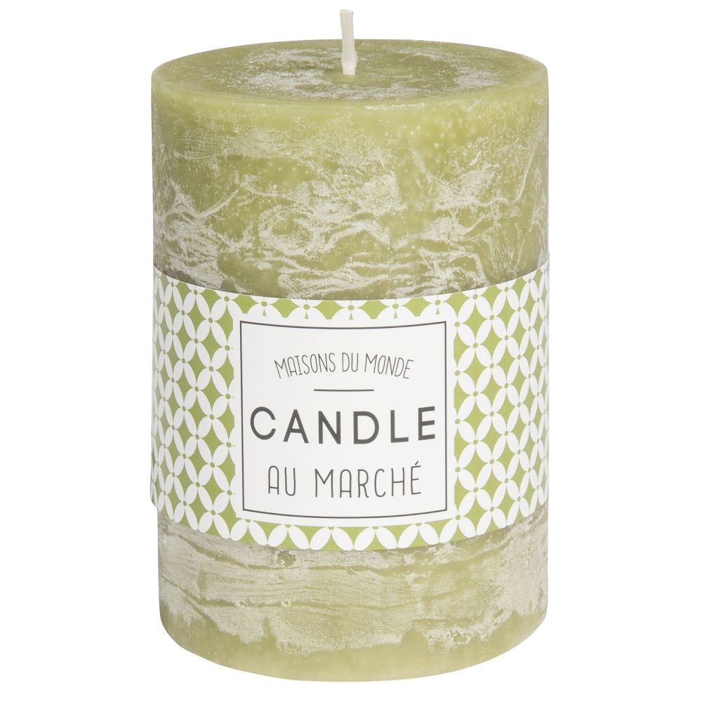 Bougie parfumée cylindrique verte 7 x 10 cm