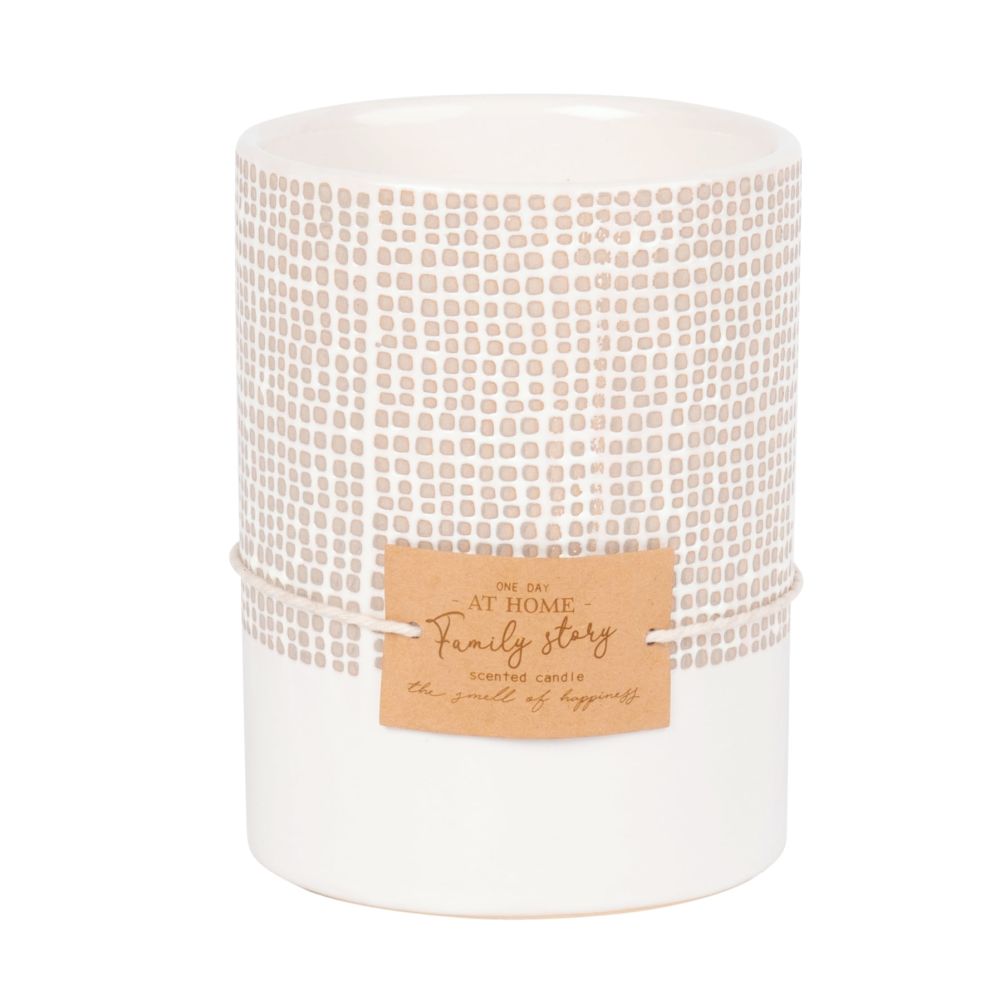 Bougie parfumée en céramique blanche, grise et ivoire Bougie parfumée en céramique blanche, grise et ivoire
