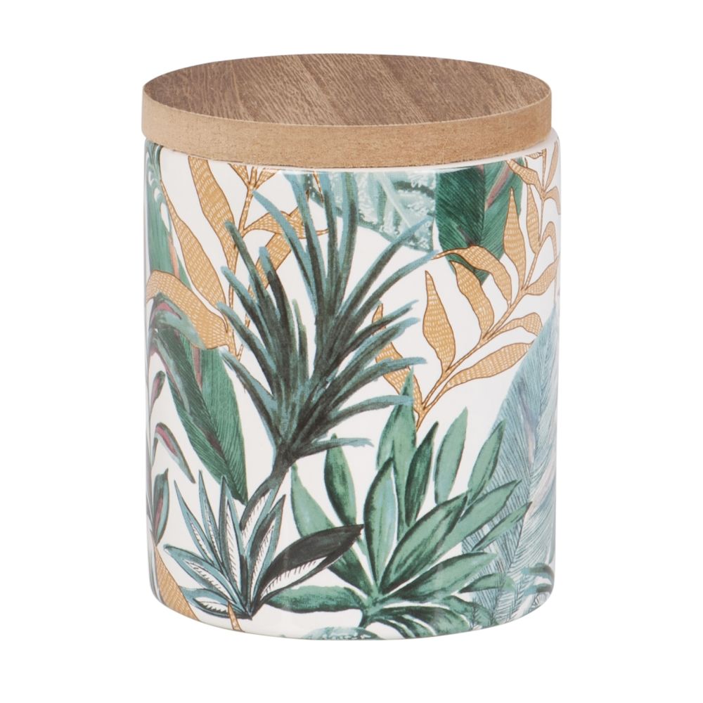 Bougie parfumée en céramique imprimé feuilles