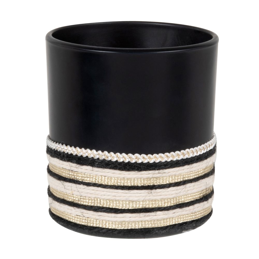 Bougie parfumée en céramique noire, corde et lurex doré, 150g Bougie parfumée en céramique noire, corde et lurex doré, 150g
