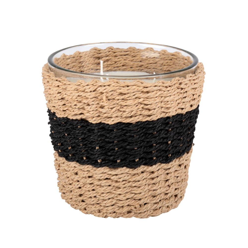 Bougie parfumée en corde tressée et verre bicolore