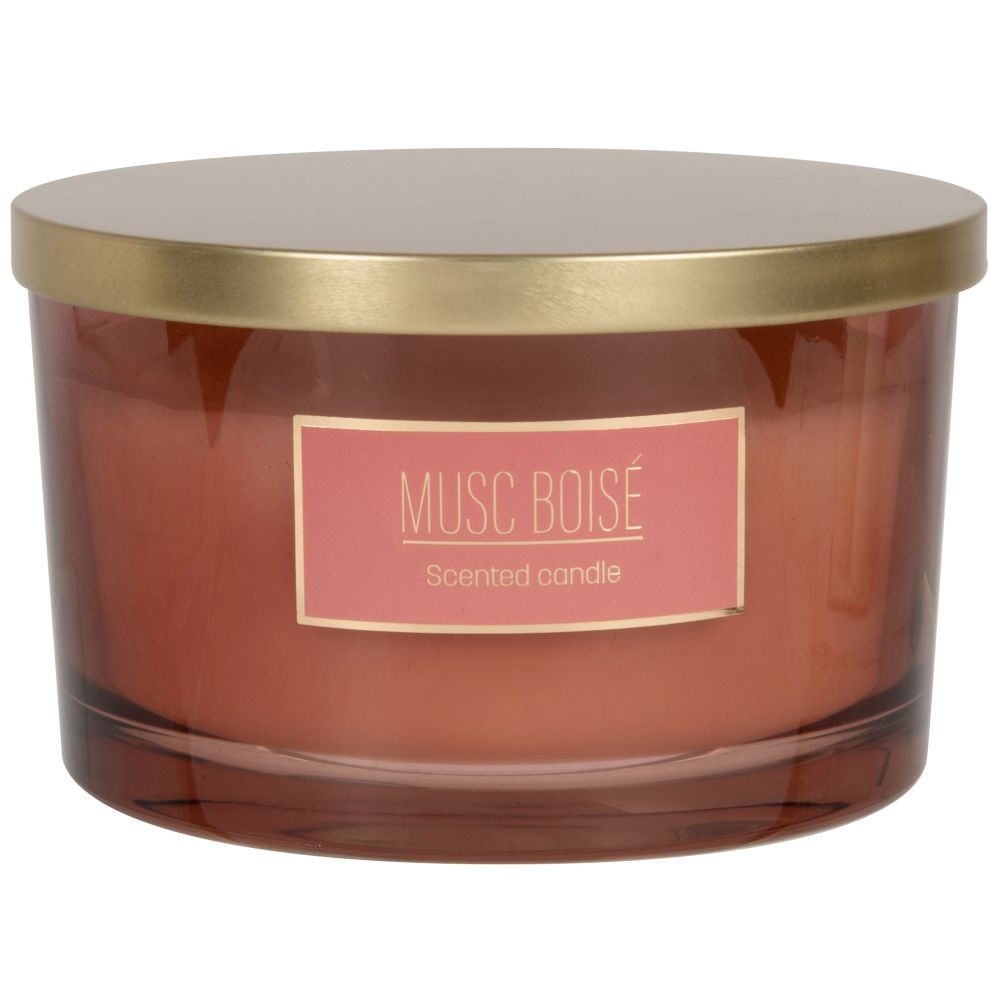 Bougie parfumée en verre terracotta et métal doré 300 g