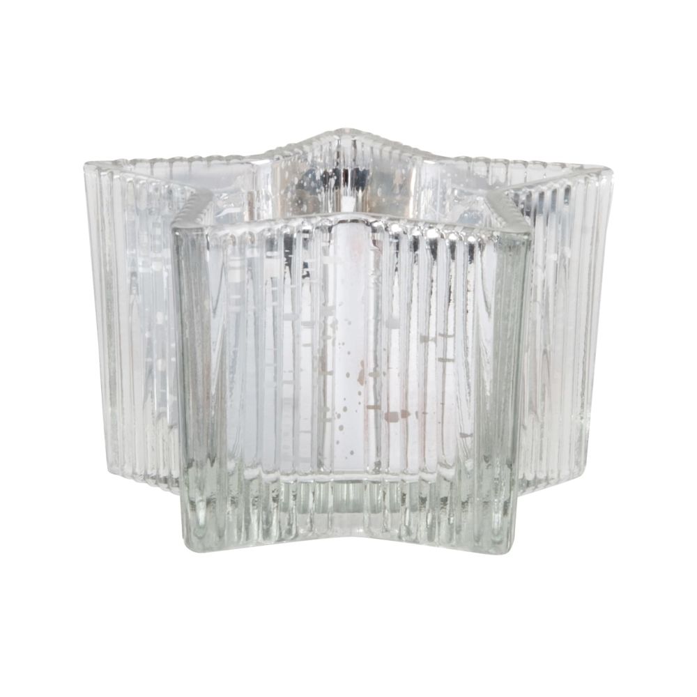 Bougie parfumée étoile en verre transparent et argenté Bougie parfumée étoile en verre transparent et argenté