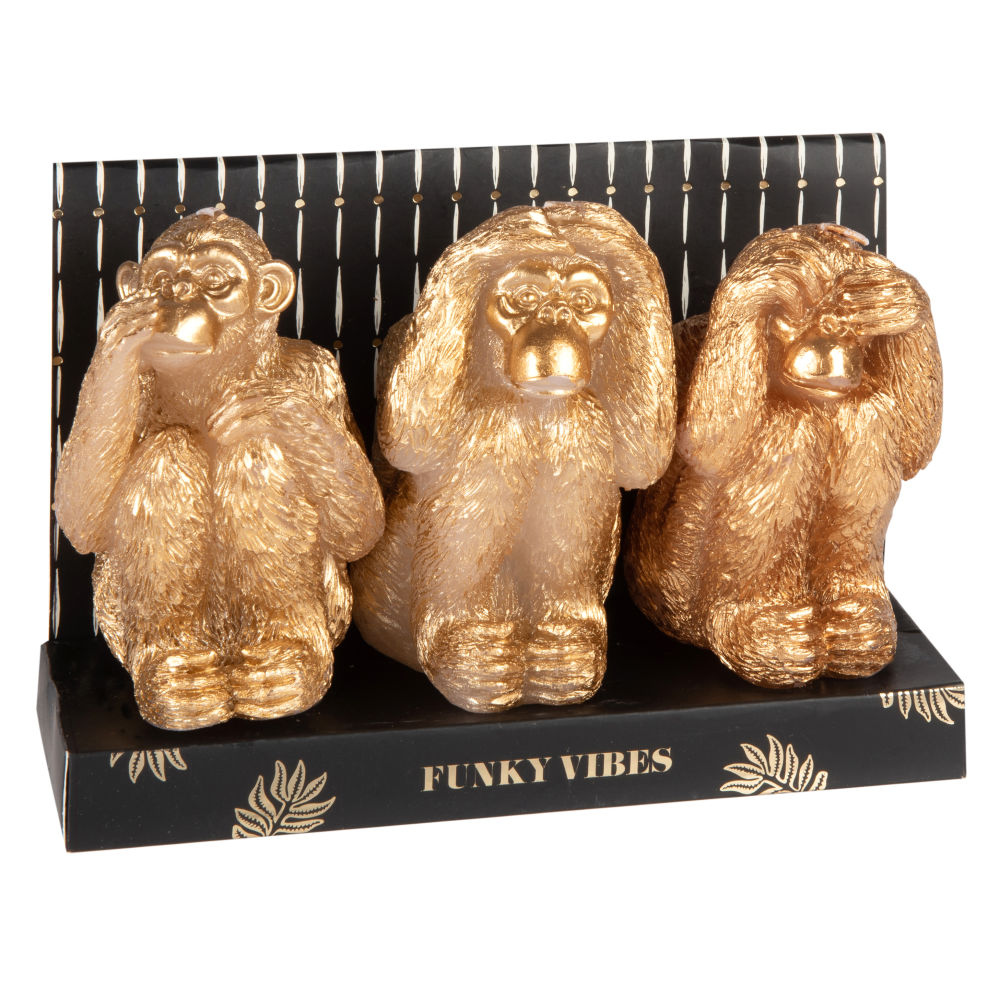 Bougies singe dorées (x3) (photo) Bougies singe dorées (x3)