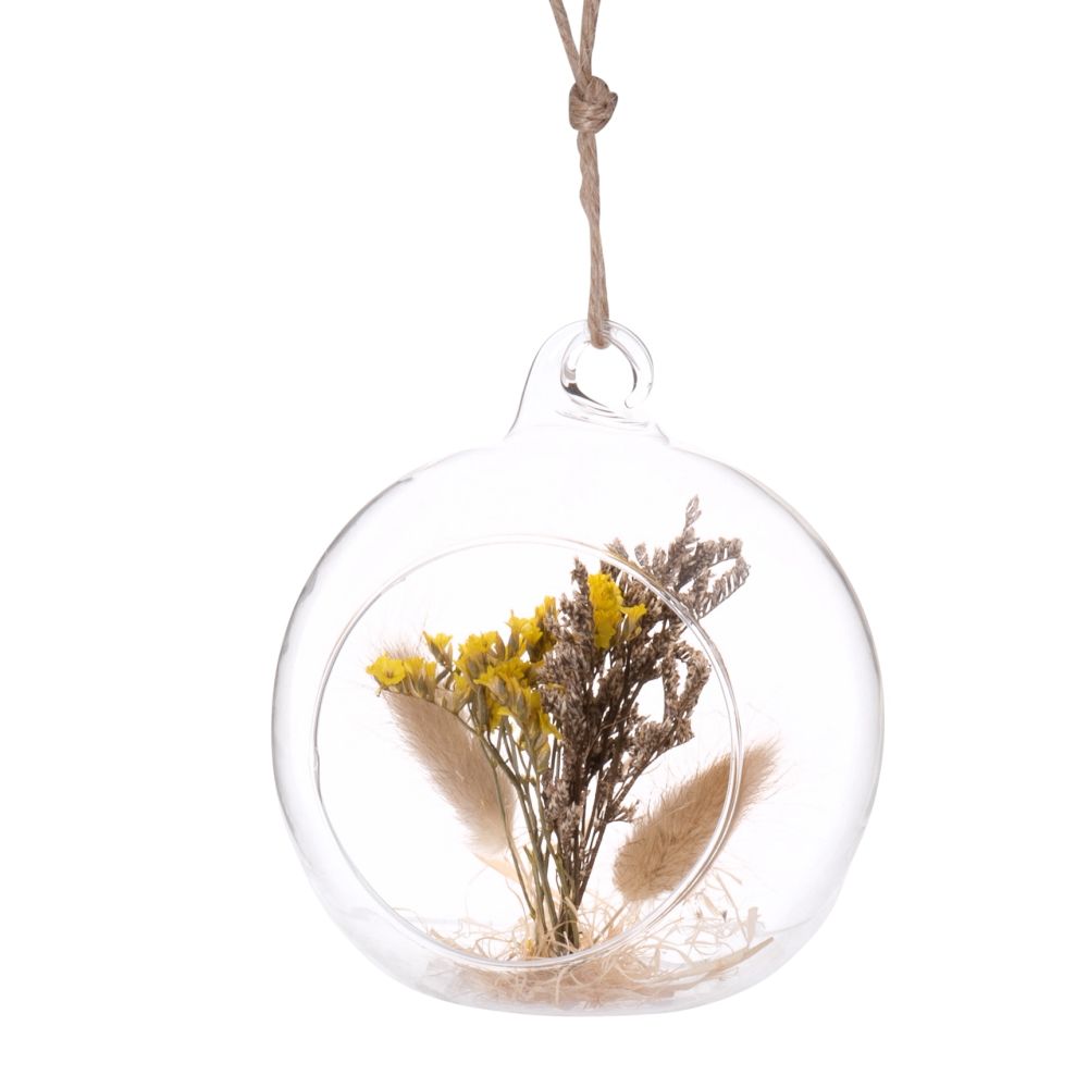 Boule à suspendre en verre et fleurs séchées Boule à suspendre en verre et fleurs séchées