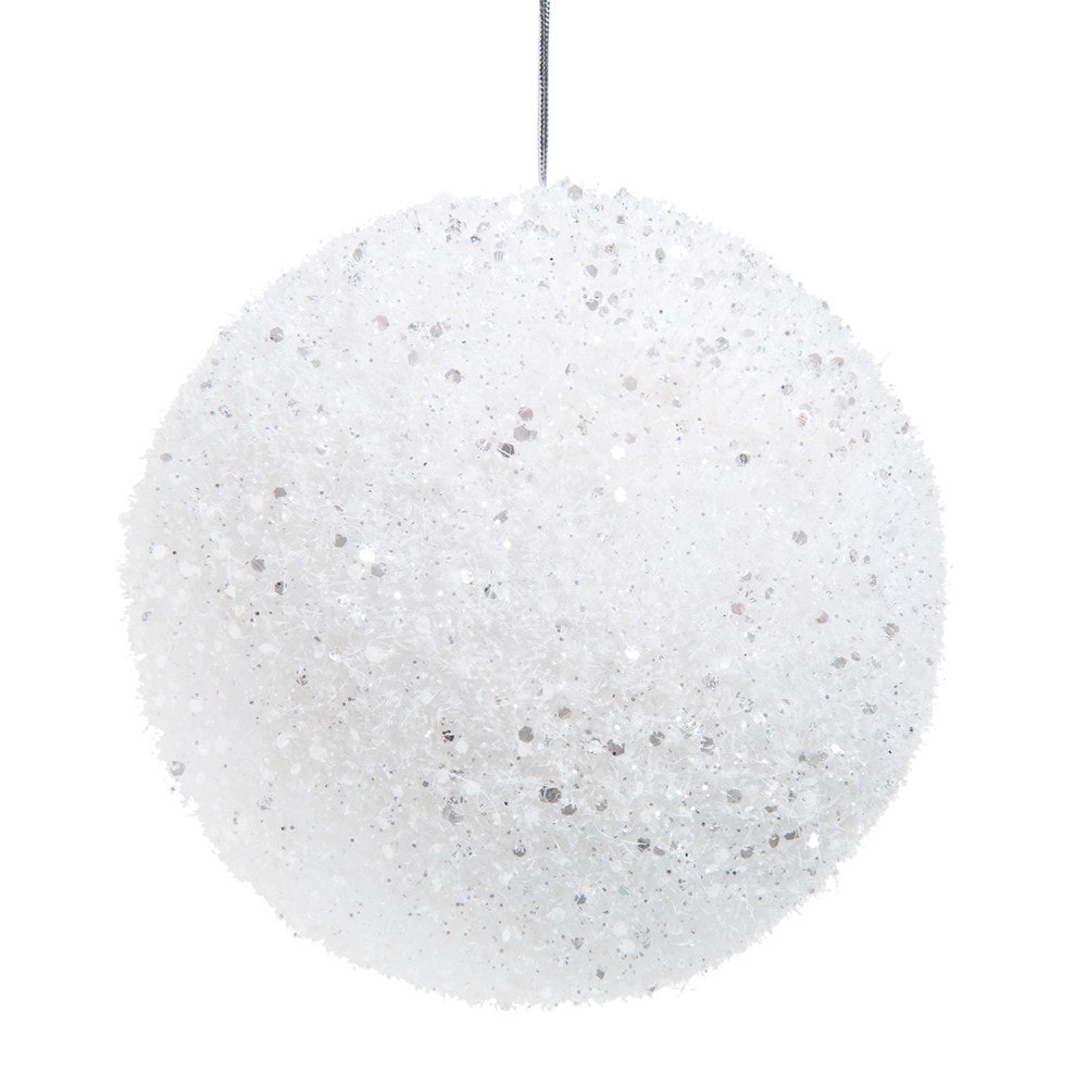 Boule de Noël blanche à paillettes irisées Boule de Noël blanche à paillettes irisées