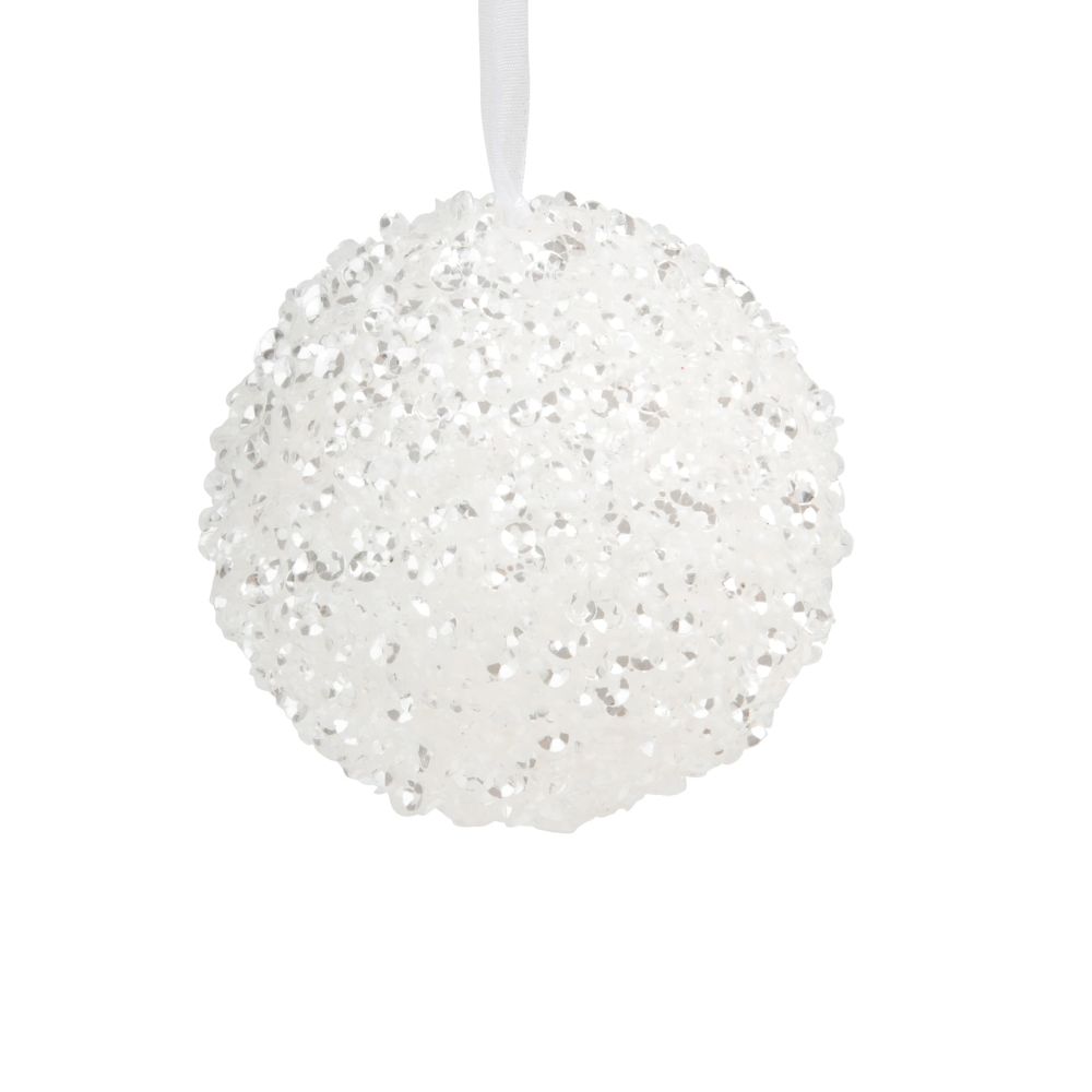Boule de Noël blanche à sequins D8 Boule de Noël blanche à sequins D8