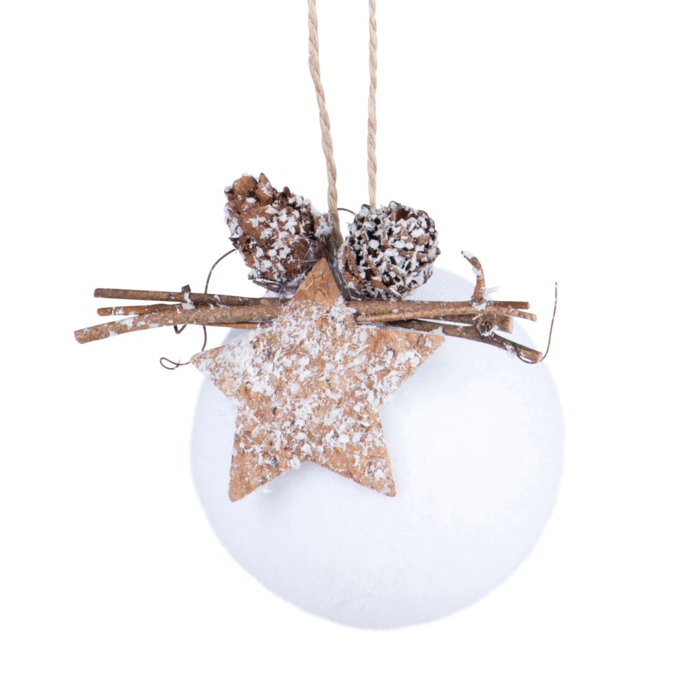 Boule de Noël blanche et marron Boule de Noël blanche et marron