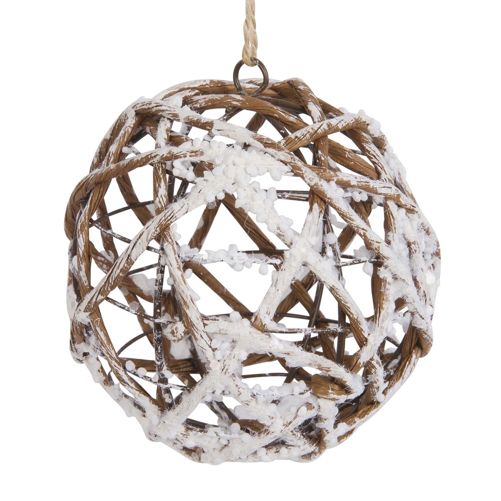 Boule de Noël branchage en métal et papier marron et blanc Boule de Noël branchage en métal et papier marron et blanc