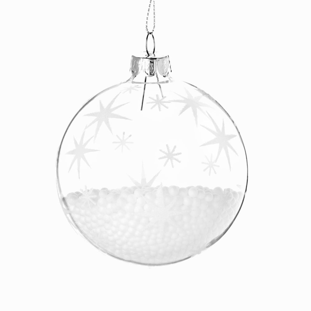 Boule de Noël effet neige imprimé étoiles Boule de Noël effet neige imprimé étoiles