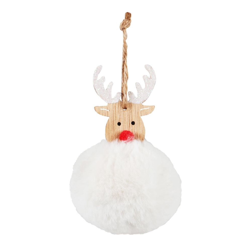 Boule de Noël élan beige et imitation fourrure blanche Boule de Noël élan beige et imitation fourrure blanche