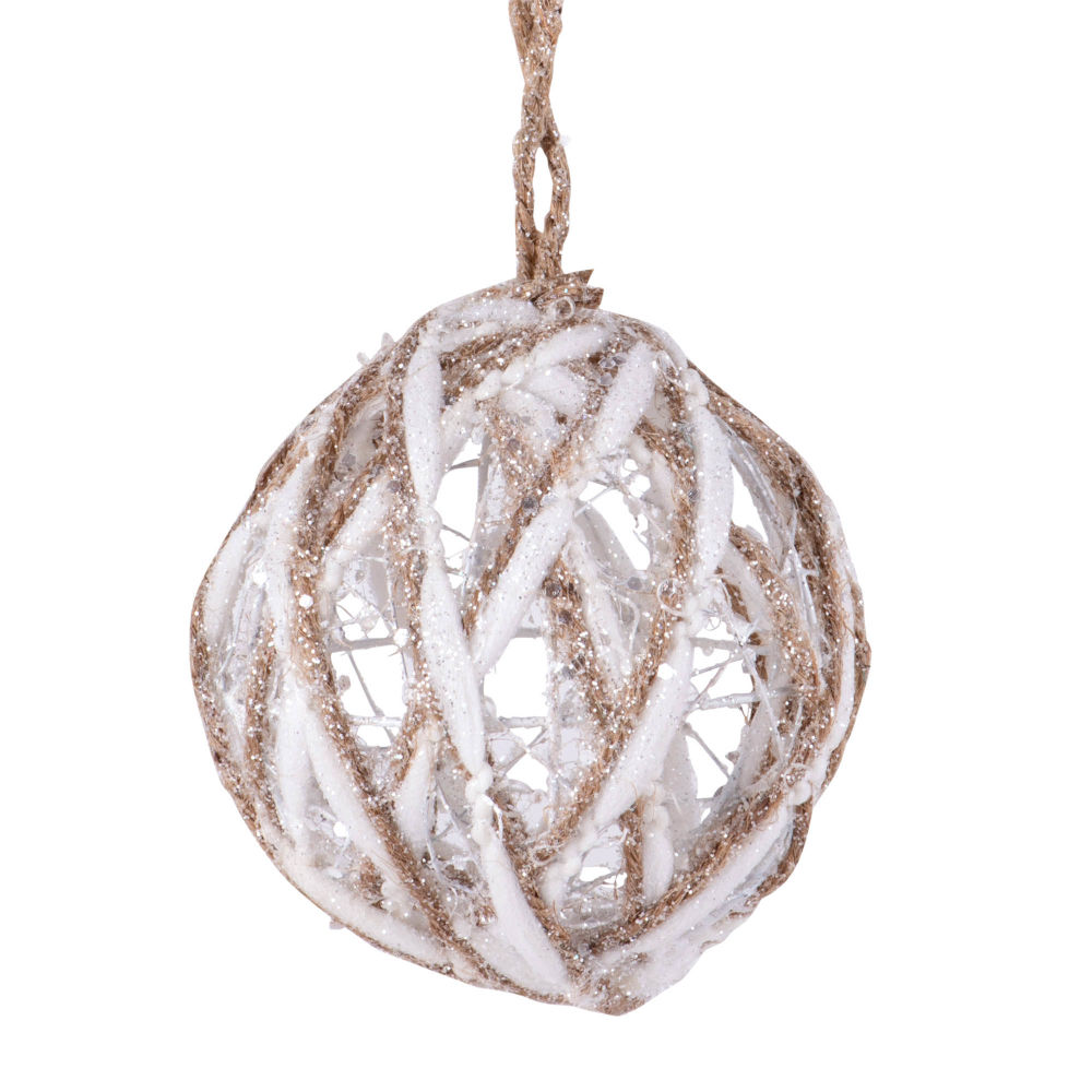 Boule de Noël en coton blanc et doré Boule de Noël en coton blanc et doré