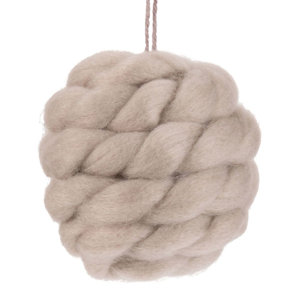 Boule de Noël en laine tressée taupe Boule de Noël en laine tressée taupe