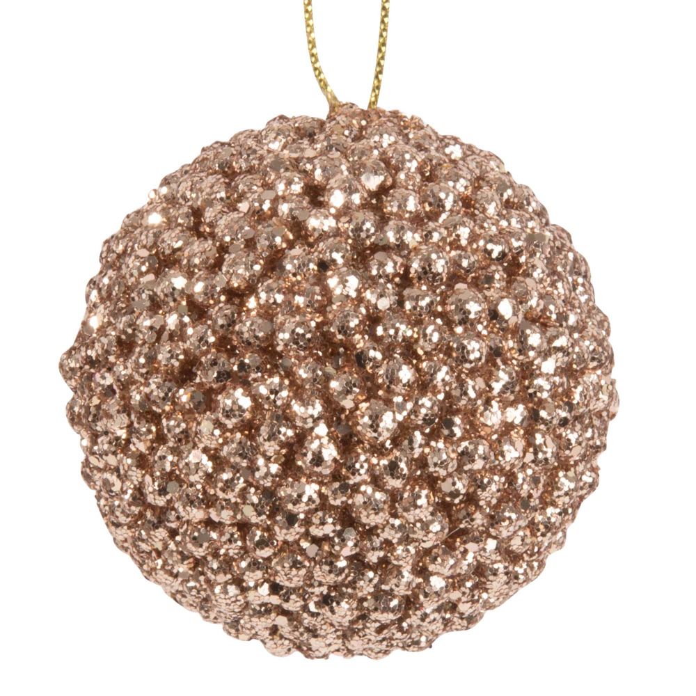 Boule de Noël en relief beige doré Boule de Noël en relief beige doré