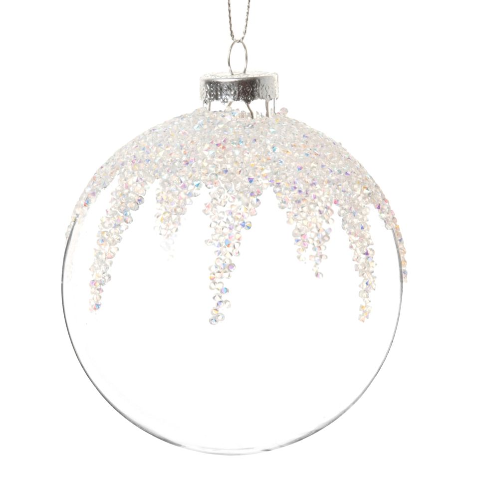 Boule de Noël en verre à paillettes blanches Boule de Noël en verre à paillettes blanches