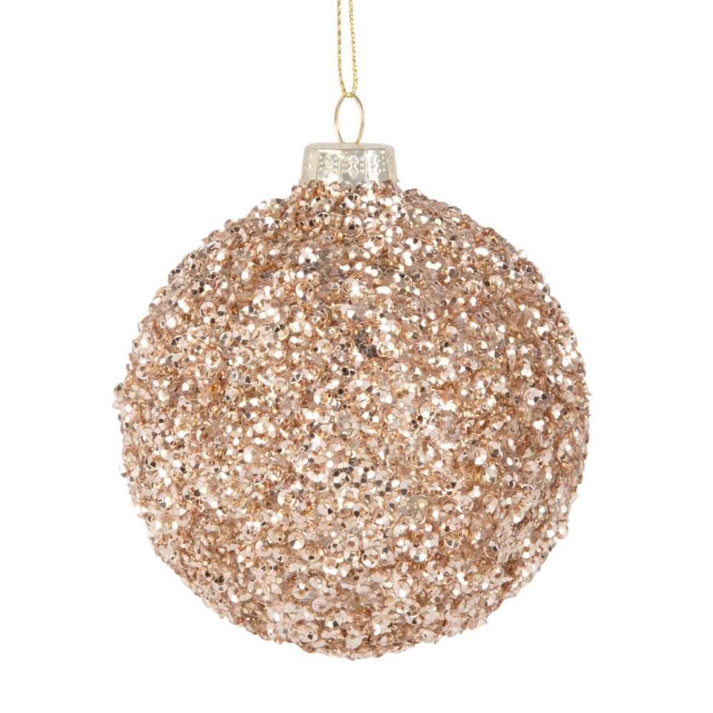 Boule de Noël en verre à pépites dorées Boule de Noël en verre à pépites dorées