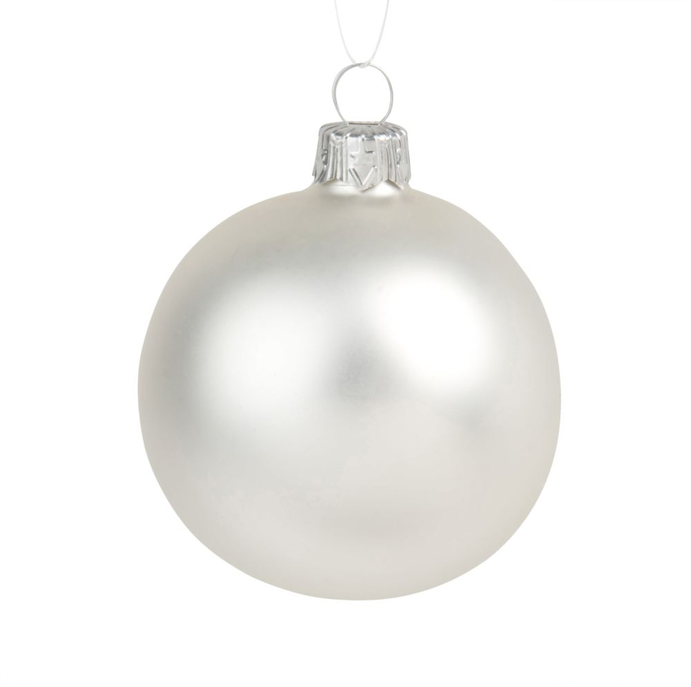 Boule de Noël en verre blanc mat