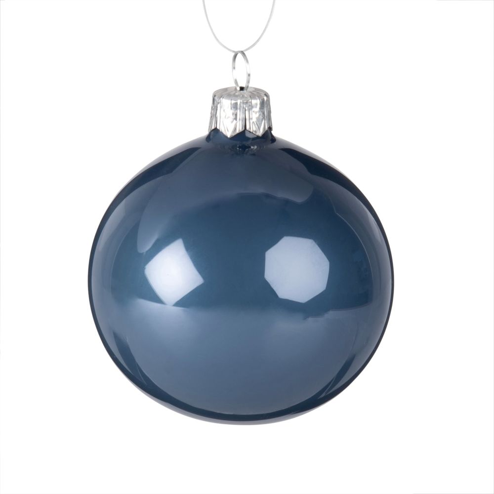 Boule de Noël en verre bleu