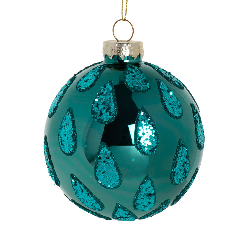 Boule de Noël en verre bleu canard Boule de Noël en verre bleu canard