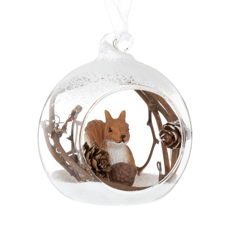 Boule de Noël en verre décor écureuil