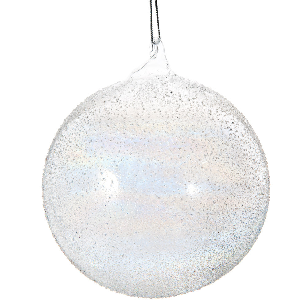 Boule de Noël en verre irisé effet givré Boule de Noël en verre irisé effet givré