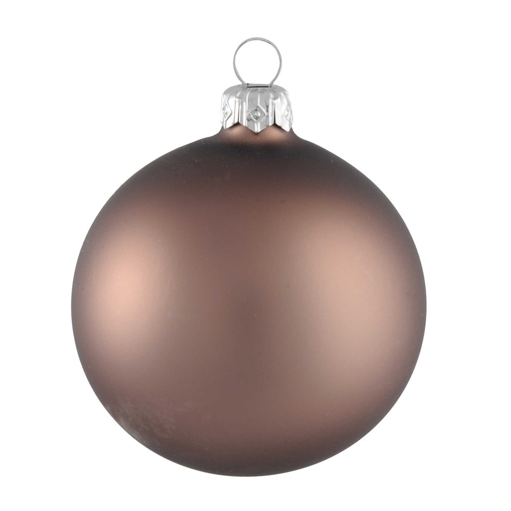 Boule de Noël en verre teinté marron noisette mat Boule de Noël en verre teinté marron noisette mat