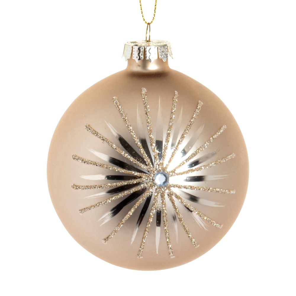 Boule de Noël en verre teinté or à motifs Boule de Noël en verre teinté or à motifs