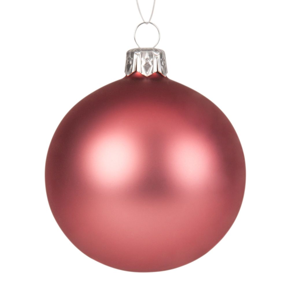 Boule de Noël en verre teinté rose mat Boule de Noël en verre teinté rose mat