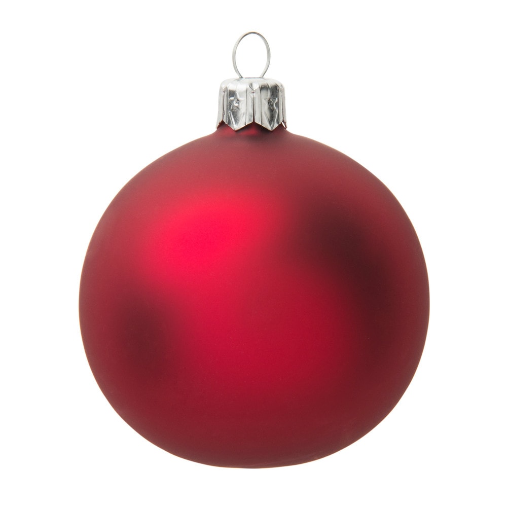 Boule de Noël en verre teinté rouge carmin mat Boule de Noël en verre teinté rouge carmin mat