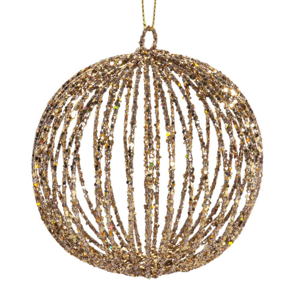 Boule de Noël filaire en fer forgé à paillettes dorées Boule de Noël filaire en fer forgé à paillettes dorées