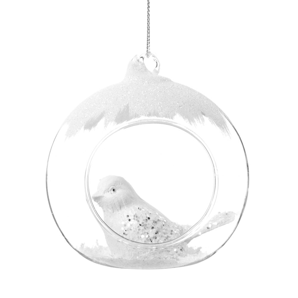 Boule de Noël ouverte en verre décor nid d'oiseau Boule de Noël ouverte en verre décor nid d'oiseau