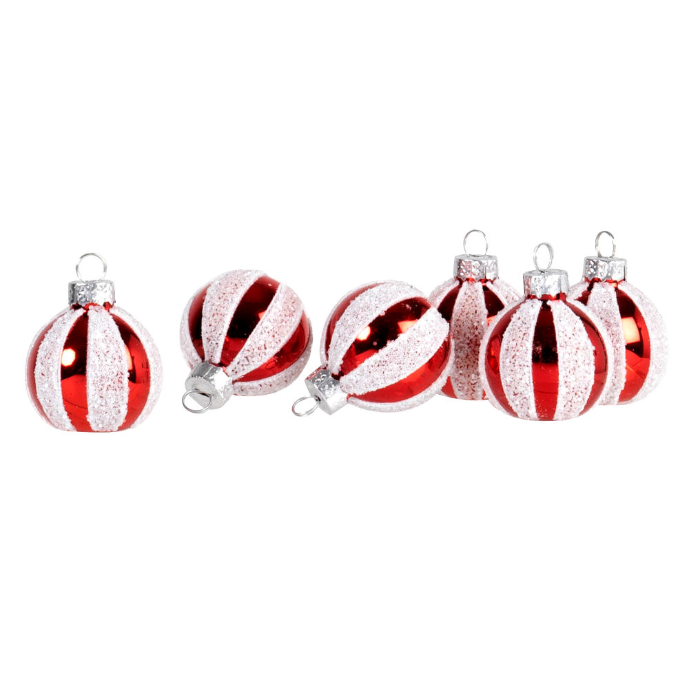 Boules de Noël en verre teinté blanc et rouge pailleté Boules de Noël en verre teinté blanc et rouge pailleté