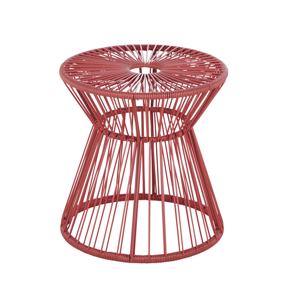 Bout de canapé de jardin en résine terracotta et métal noir
