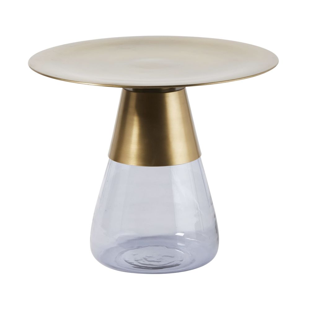 Bout de canapé en métal doré et verre fumé Bout de canapé en métal doré et verre fumé