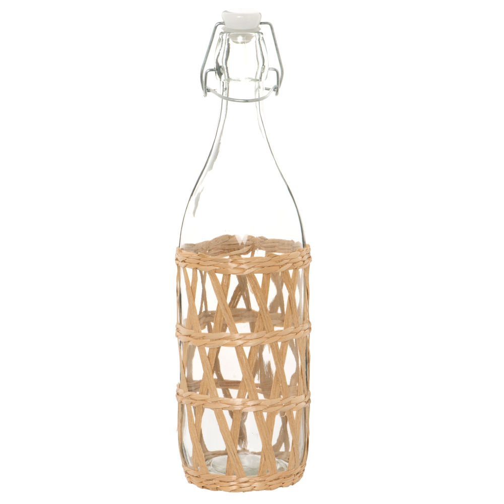 Bouteille en verre et fibre végétale tressée 1.2L (photo) Bouteille en verre et fibre végétale tressée 1.2L