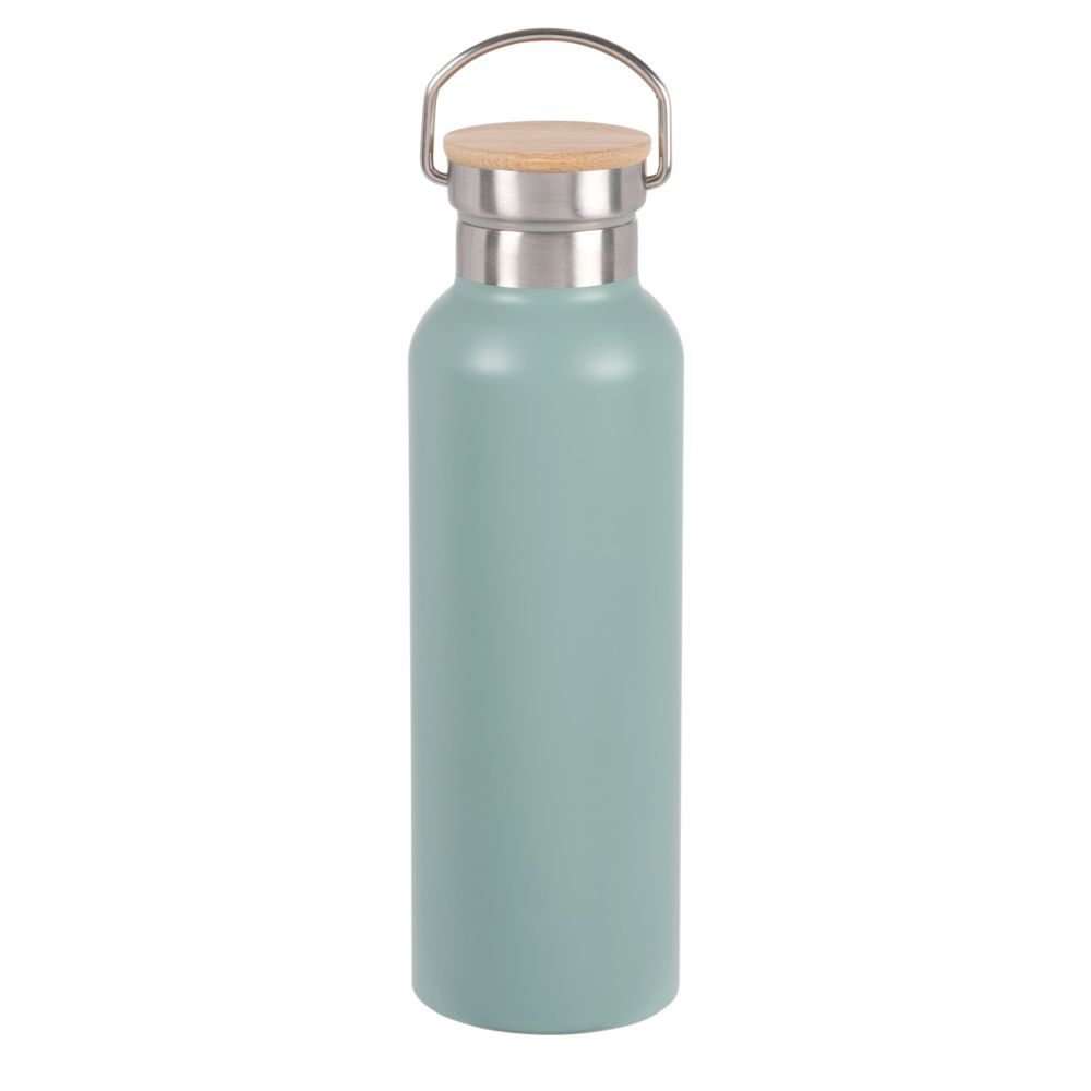 Bouteille isotherme en acier inoxydable vert et bambou 0.5L (photo) Bouteille isotherme en acier inoxydable vert et bambou 0.5L