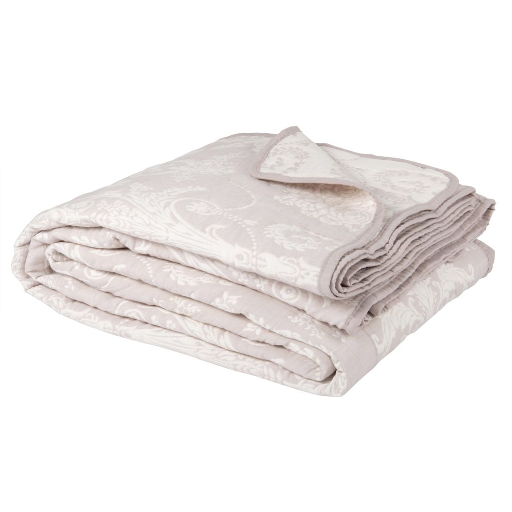 Boutis beige motif floral écru 240x260