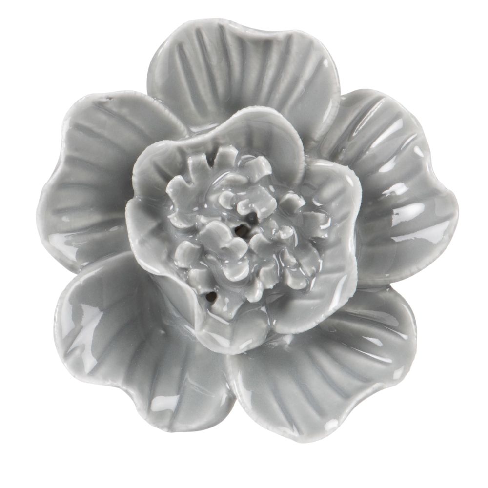 Bouton de porte fleur en céramique grise (photo) Bouton de porte fleur en céramique grise